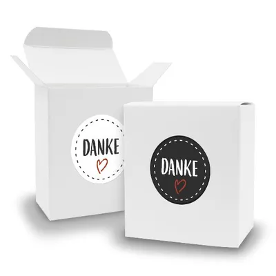 Produktbild von SET DANKE (Motiv22) 24x Faltschachtel Quader weiß + Sticker