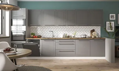 Produktbild von Küchenzeile grau / graphit 380cm Küchenblock Küche Komplett Modern