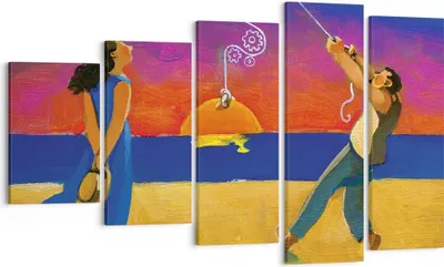Produktbild von Bild auf Leinwand - Leinwandbild - 5 Teile - Symbol Liebe Surrealismus - 100x60cm - Wand Bild - Wanddeko - Wandbilder - Leinwanddruck - Bilder - Wanddekoration - Leinwand bilder - EG100x60-4411