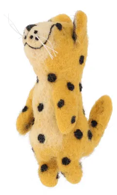 Produktbild von Filz Fingerpuppe, Handgefertigte Filzdekoration - Leopard, Gelb, Wolle, 10*10*4 cm, Deko aus Filz