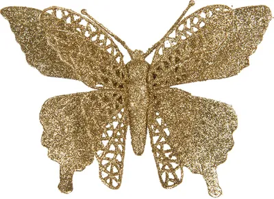 Image de Clayre & Eef Figurine de décoration Papillon 17x2x12 cm Plastique doré