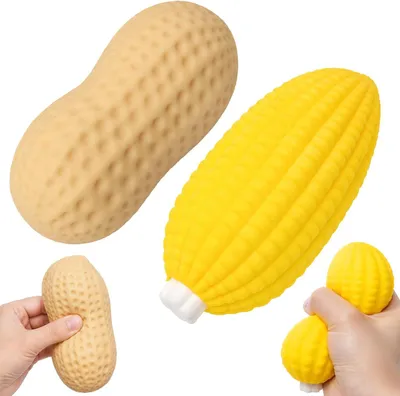 Productafbeelding van Squishy Anti-stress-set - Pinda- en maïsvormen - Sensorisch speelgoed - Langzaam herstelspeelgoed