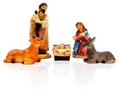 Produktbild von Gesar Krippenfiguren Set - 5 Stück aus Kunstharz, 3,5 cm, handbemalt