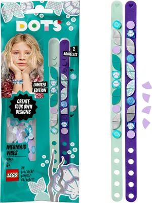 Produktbild von LEGO 41909 DOTS Meerjungfrauen Freundschaftsarmbänder, 2 x Kinderarmband, Kinderschmuck, Bastelset für Mädchen und Jungen