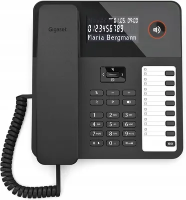 Produktbild von Gigaset DESK 600, Analoges Telefon, Kabelgebundenes Mobilteil, 100 Eintragungen, Anrufer-Identifikation, Schwarz