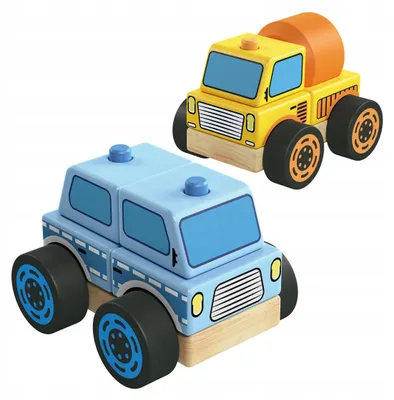 Produktbild von PLAYTIVE Holzfahrzeug-Set 2 Fahrzeuge Kreativ Spielzeug