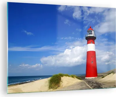 Produktbild von Bilder auf glas - Turm Leuchtturm Ozean Ufer - 70x50cm - Glasbilder - Wandbilder - Kunstdruck - zum Aufhängen bereit - Wanddekoration aus Glas - Glas Bilder - Wandbild auf Glas - GAA70x50-2395