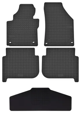 Produktbild von Gummi-Fußmatten + Tunnel für Volkswagen Touran I 2003-2010 (Minivan) – 5-tlg, Schwarz, passgenau – Wielganizator SolidTread