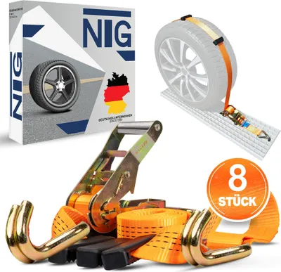 Produktbild von 8X 50mm Spanngurt Auto Transport Zurrgurt Radsicherung PKW Reifengurt