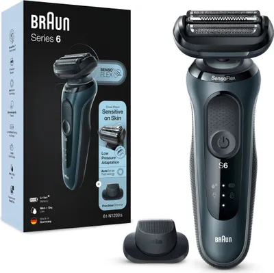 Obrázek produktu pro Braun Series 6 61-N1200s - Folienschaber - Edelstahl - Tasten - Schwarz - LED - Akku