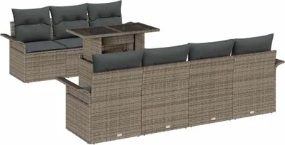 Immagine prodotto di vidaXL Set divano da giardino con cuscini 8 pezzi Grigio Poly-Rattan