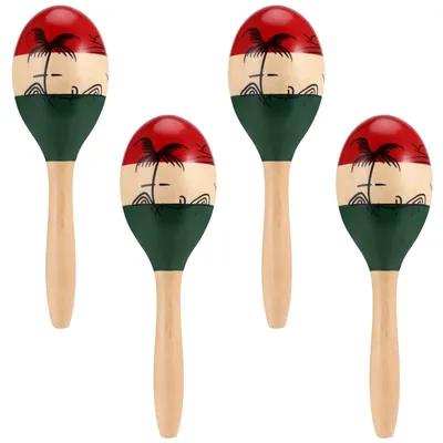 Obrázok produktu pre Maracas – 4 kusy – Drevené perkusné nástroje – 24 x 6 cm – Ručne maľované tlieskavky – Jasný zvuk – Profesionálne spracovanie