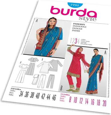 Obrázok produktu pre Strih Burda 7701 - Kostým na Indku, sárí