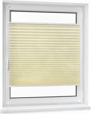 Produktbild von JALOUSIESCOUT Pure Plissee, Basic, Polyester-Stoff, 100 x 100 cm, creme ohne Bohren, Lichtdurchlässig, Diagonale Verspannung