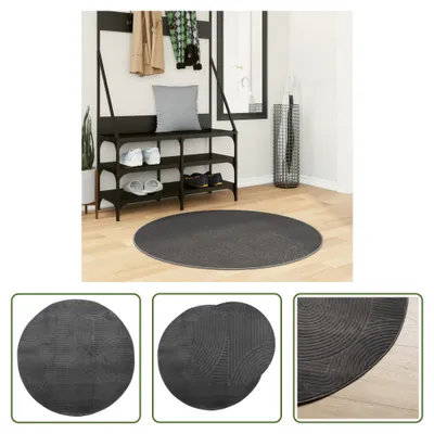 Produktbild von The Living Store Teppich IZA Kurzflor Skandi-Stil Anthrazit Ø 100 cm