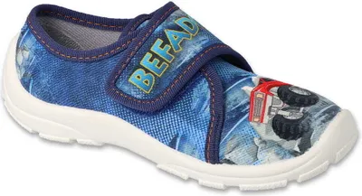 Produktbild von Jungen Hausschuhe Befado 974Y507 FLEXI Blau, MONSTERTRUCK, klettverschluss