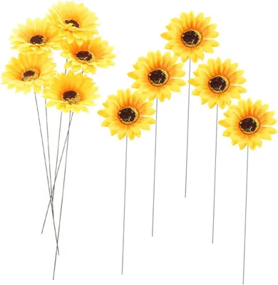 Produktbild von 10-teiliges Set aus Eisen mit Sonnenblumen-Gartensteckern, dekorative Blumenstecker für den Außenbereich, robuste Blumenstecker für Blumenvasen, Beete und Terrassen, naturgetreue Gartendekoration