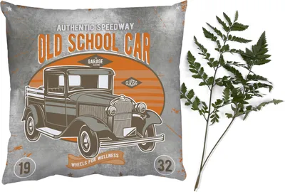 Produktbild von MuchoWow® Zierkissen Sofakissen Wohnzimmer Dekokissen 40x40 cm Mancave - Auto - Retro - Oldtimer - Foto Kissen - Schlafzimmer Dekoration