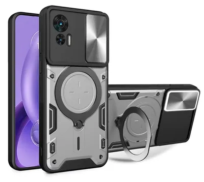 Produktbild von Für Motorola Moto G84 5G Sliding Kamera Schutz TPU / PC Schutzhülle Ring Halterung Silber
