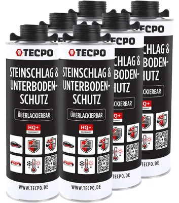 Produktbild von TECPO Unterbodenschutz Überlackierbar Steinschlags- und Korrosionsschutz 6 Liter Kautschuk Basis Schwarz UBS Saugdose Rostschutz Unterboden Auto Kfz Langzeit