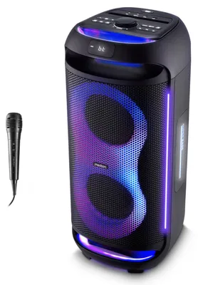 Produktbild von MEDION PE-2 Plus Partybox (Akku, mit Mikrofon, tragbarer Bluetooth Lautsprecher groß, Musikbox, Verschiedene Lichteffekte, Partylautsprecher mit Karaoke, Mikrofon und Gitarren Anschluss, AUX, USB)