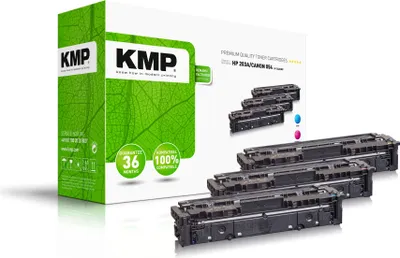 A product shot of toner cartridges and their packaging.