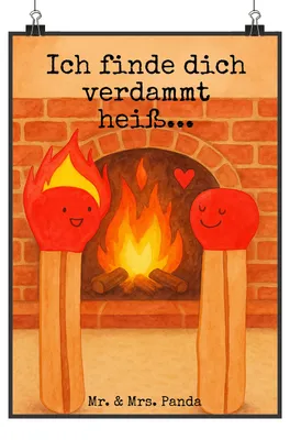 Produktbild von Mr. & Mrs. Panda Bild Streichhölzer Design DIN A3 - Weiß - Geschenk, kunstdruck poster, Liebesbeweis, Plakat, wanddeko, Freundin, Liebesgeschenk, drucke, Wanddekoration