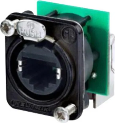 Produktbild von Neutrik RJ45 Datensteckverbinder etherCON D Serie Buchse, gewinkelt Pole: 8P8C NE8FDP-R-B Schwarz NE8FDP-R-B 1 St