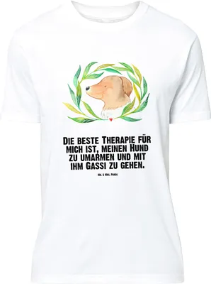 Produktbild von Mr. & Mrs. Panda Größe L T-Shirt Hund Blumen - Weiß - Geschenk, Umarmen, Sprüche, mit Spruch, Vierbeiner, Tshirt, Hunde, Shirt, Gassi gehen