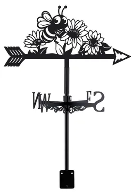Bienen-Wetterfahne aus Metall, schwarz, 35,6x23,9 cm, für Garten & Hof