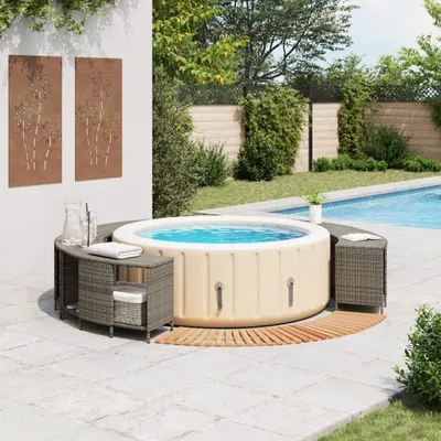 Immagine prodotto di vidaXL Bordo per vasca idromassaggio in poly rattan grigio e legno massiccio di acacia