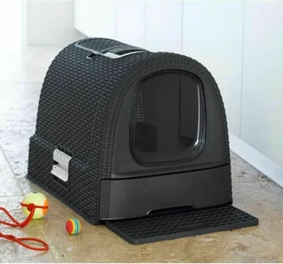 Produktbild von Katzentoilette Curver 198846 Weiß Anthrazit Graphit 3,5 x 3,5 x 1 cm 51 x 38,5 x 39,5 cm Kunststoff