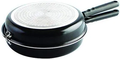 Productafbeelding van DigiRigi® 24 cm dubbele omeletpan – Anti-aanbak aluminium (PFOA-vrij), zwart – Omkeerbare pan voor omeletten en pannenkoeken, geschikt voor inductie, gas, keramiek en elektrische kookplaten