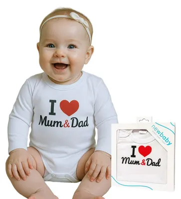Productafbeelding van Bedrukte babyromper "New Baby, Ik hou van mama en papa" - Geschenkpakket, maat 86 (12-18 maanden)