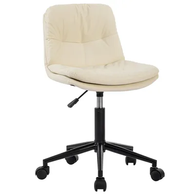 Produktbild von SevenComfort Bürostuhl ohne Armlehnen-360°Drehstuhl Höhenverstellbar mit Rollen-Schminkstuhl für Arbeitszimmer, Schlafzimmer-Schreibtischstuhl-Weiß