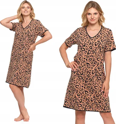 Produktbild von Damen Nachthemd - Pyjama Größe S - Tiermuster braun - Leopardenmuster