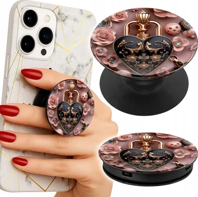 Obrázok produktu pre Drziak na telefon Popsocket na prst / stojan - KOBIECE WZORY KŁÓDKA SERCE