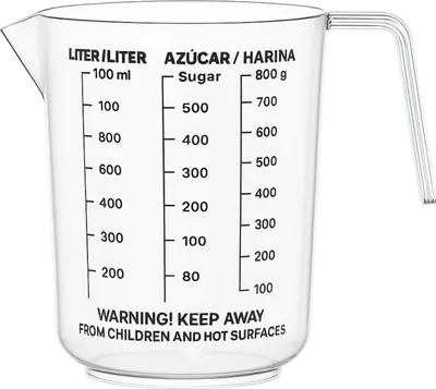 Produktbild von 1 Liter Messbecher aus Kunststoff 1000ml Fassungsvermögen, Transparent