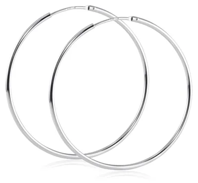 Produktbild von MATERIA Damen Creolen 585 Weißgold 14K Gold Ohrringe 39mm groß flexibel mit Geschenk-Box Germany GO-1