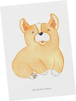 Produktbild von Mr. & Mrs. Panda Ansichtskarte Corgie - Weiß - Geschenk, Postkarte, Welsh Corgi Pembroke, Sprüche, Kunstkarten, Ansichtskarten, Grußkarte, Spruch, Hund, Postkarten