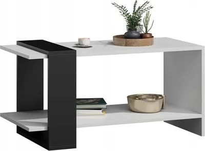 Produktbild von MATKAM Eleganter Couchtisch WIKA, H51,8 x B100 x T53,6 cm, Perfekt für moderne und klassische Innenräume, Loft-Retro, (Weiß-Schwarz)