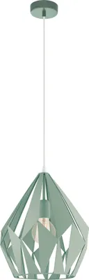 Produktbild von EGLO Pendellampe Carlton-P, 1 flammige Vintage Pendelleuchte, Retro Hängelampe aus Stahl, Farbe: Pastell hellgrün, Fassung: E27, Ø 31 cm