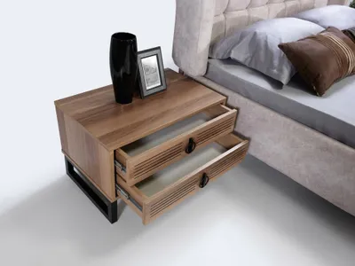 Produktbild von SchlafZimmer Nachttisch Design Beistell Holz mit Metall Luxus
