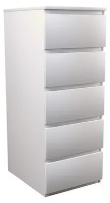 Image de Commode blanche avec cinq tiroirs, chambre à coucher couloir table de nuit, armoire, sideboard, highboard, largeur 40 cm hauteur 111cm
