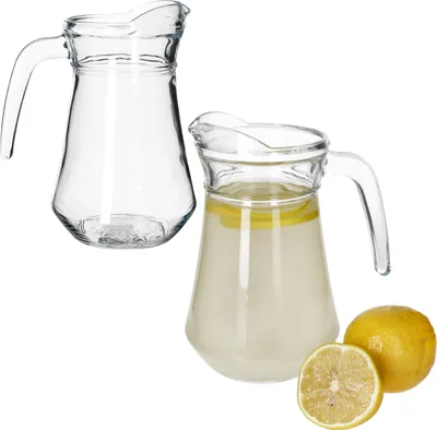 Zdjęcie produktu dla 2x szklany dzbanek Valentin 1,15 l dzbanek na mleko z uchwytem karafka na wino lemoniada