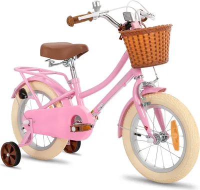 Produktbild von STITCH 12 & 14 & 16 & 18 Zoll Mädchenfahrrad mit Korb, Klingel, Stützrädern, Gepäckträger,   Kinderfahrrafür 2-9 Jahre alte Mädchen & Jungen, Rosa