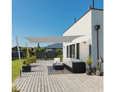 Produktbild von Windhager CAPRI Rechtecksonnensegel 4,0 x 5,0 m, HDPE 225 g/m² wind- und wasserdurchlässig, grau