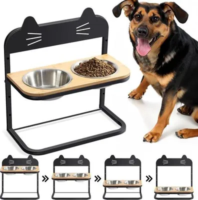 Produktbild von Famanu Futterstation Höhenverstellbar - Schwarz