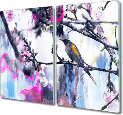 Produktbild von Coloray Hackbrett Küchenbrett Kochplattenabdeckung Schneidebrett Herdabdeckplatte 2x30x52 cm - Tier Vogel