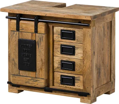 Produktbild von MASSIVMOEBEL24 Unterschrank Mango 70x40x60 natur lackiert RAILWAY  #182